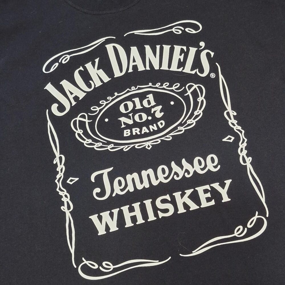 Jack Daniels Men's Black and White T-shirt XL